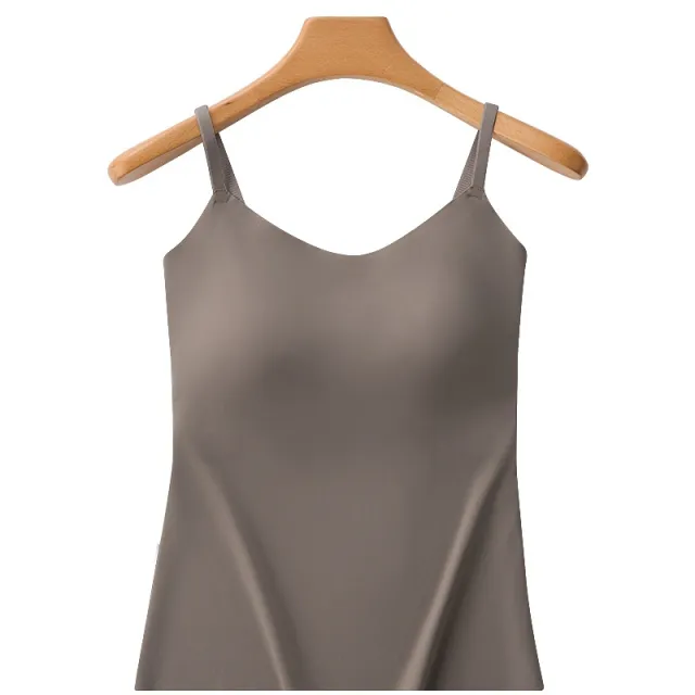 Summer Fixed Cup Without Steel Ring Outer Wear Traceless Bottoming Plus Size Slip Top Women Gray - Shop at LoveMi