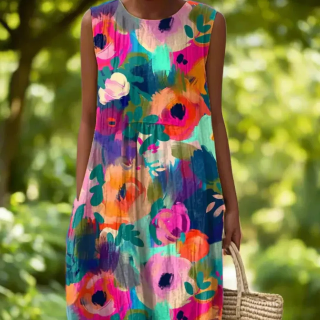 Sleeveless Round Neck Loose Dress For Women - 1 Style