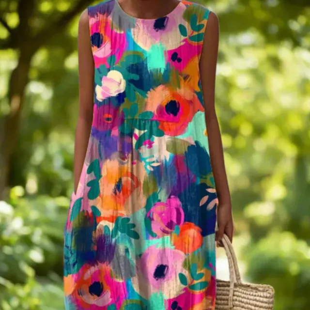 Sleeveless Round Neck Loose Dress For Women 1 Style - Shop at LoveMi