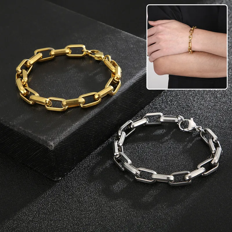 Men's Titanium Steel Bracelet Ins Niche Design Hip-hop Geometric Bracelet