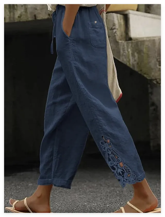 Women's Casual Pants Baggy Straight Trousers Blue - Shop at LoveMi