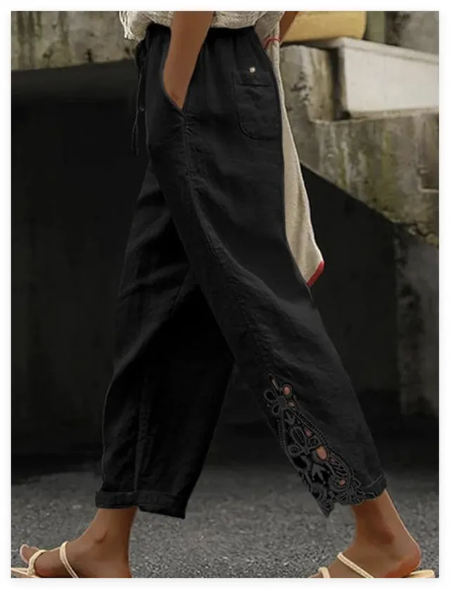 Women's Casual Pants Baggy Straight Trousers Black - Shop at LoveMi