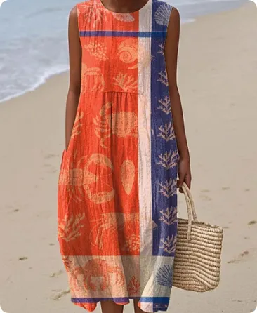 Sleeveless Casual Printed Temperament Long Skirt Dress - 10 Styles-2Xl