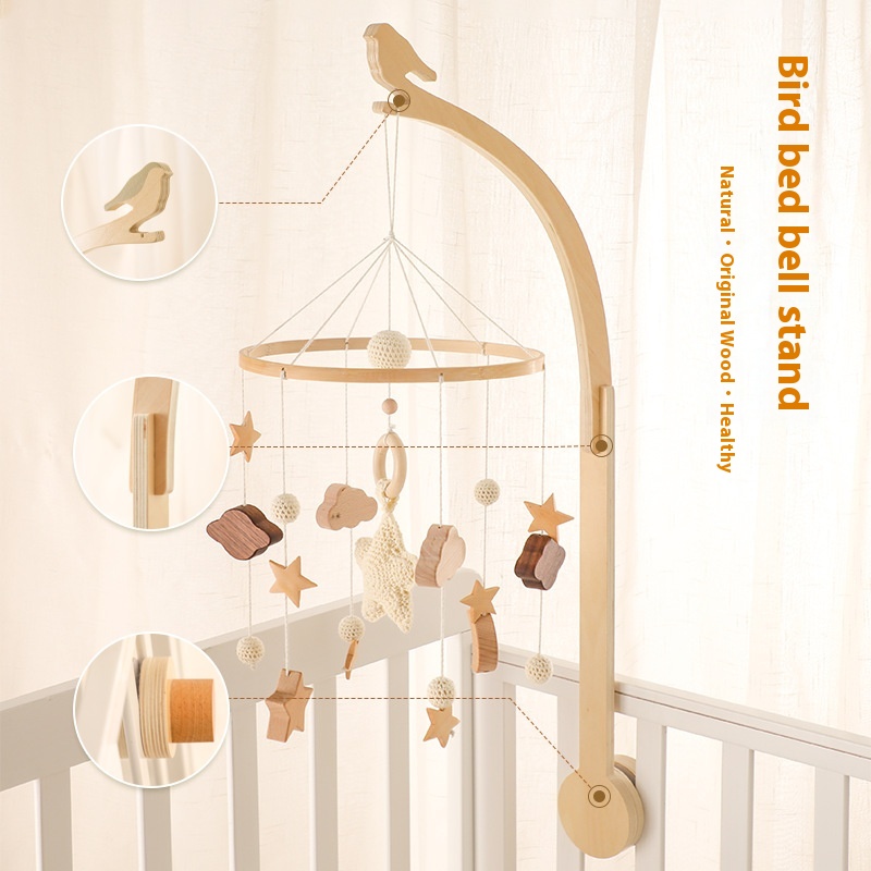 Wooden Bird Bed Bell Bracket To Appease Baby