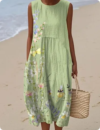 Sleeveless Casual Printed Temperament Long Skirt Dress 8 Styles - Shop at LoveMi