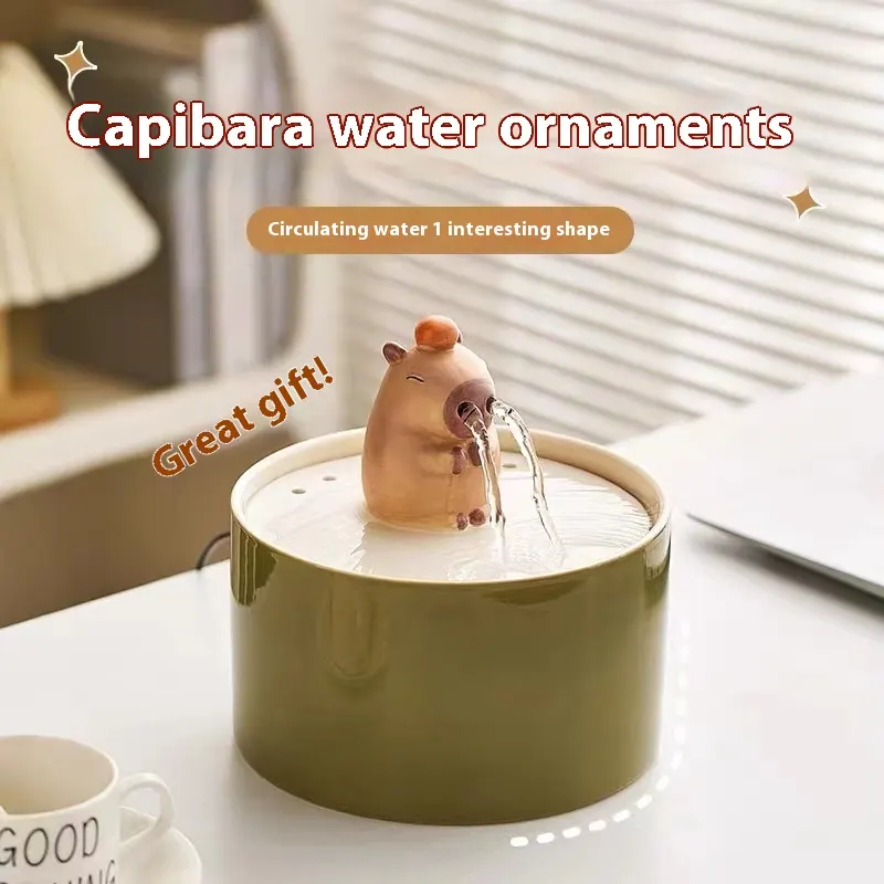 Capabala Flowing Water Ornaments Pet Ceramic Fountain