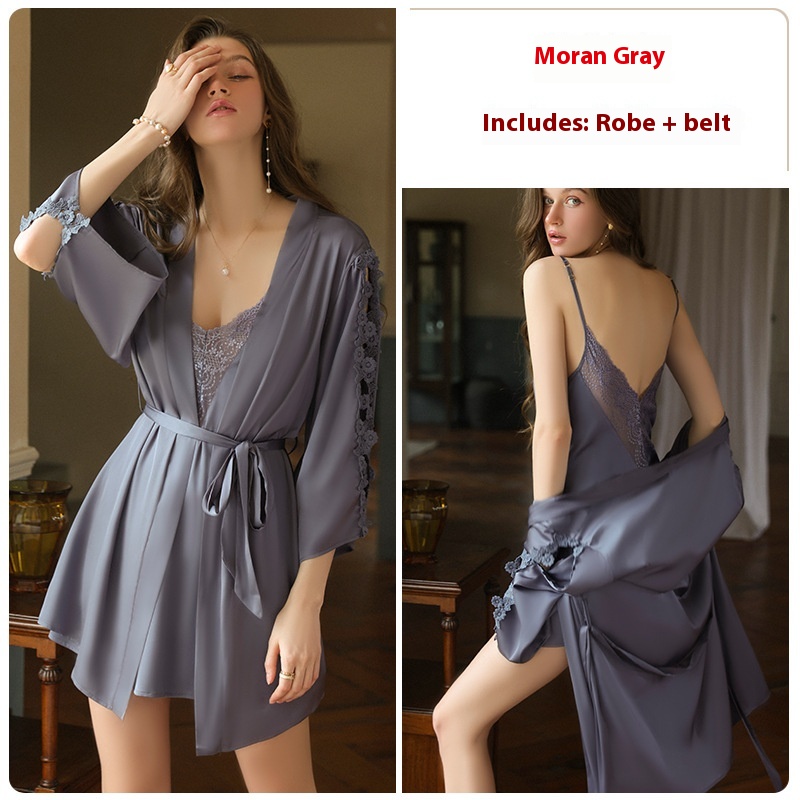Satin Lace Backless Large V Loose And Comfortable Slip Nightdress