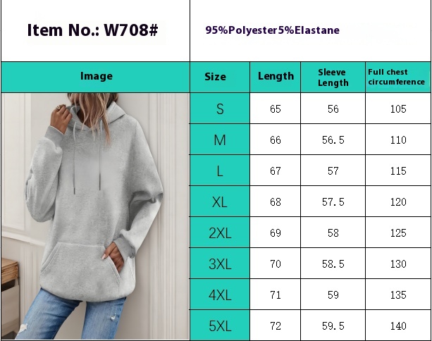 Women’s loose casual hoodie front view – S–5XL everyday comfort