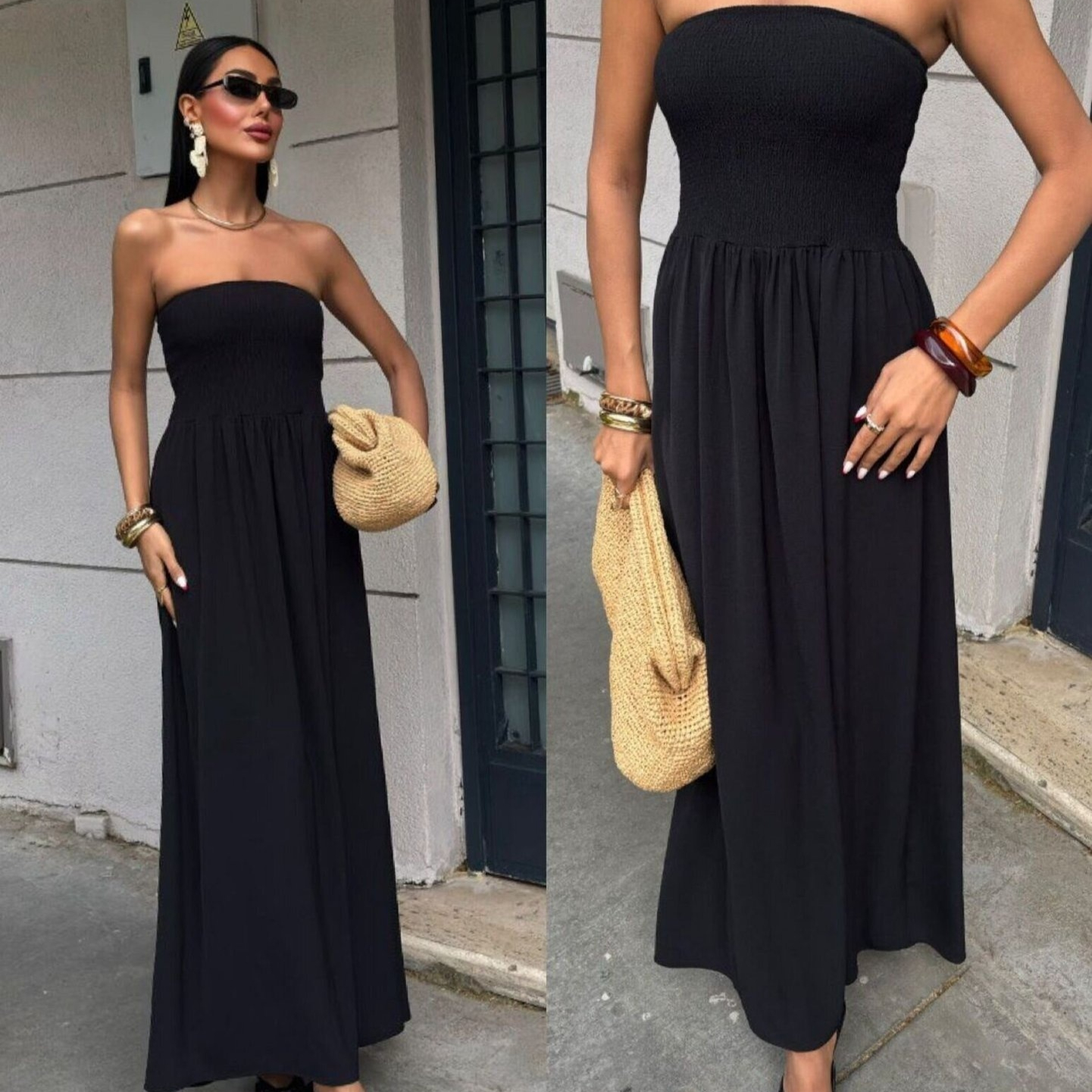 Off-shoulder Collar Tube Top Cinched Waist Dress