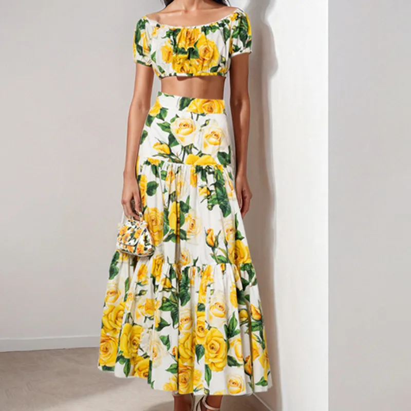 Top And Skirt Fashion Suit Two Pieces