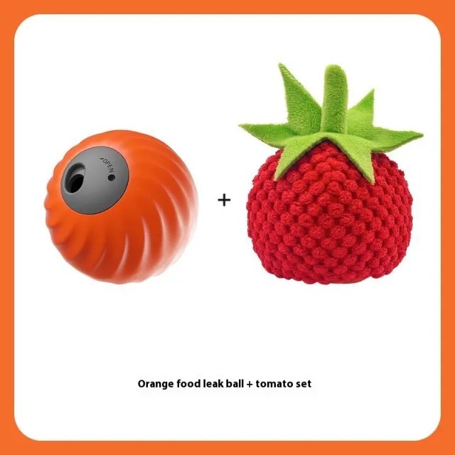 Pet Electric Food Dropping Ball Puzzle Self Hi Relieving Stuffy Toys Orange Tomato Set - Shop at LoveMi