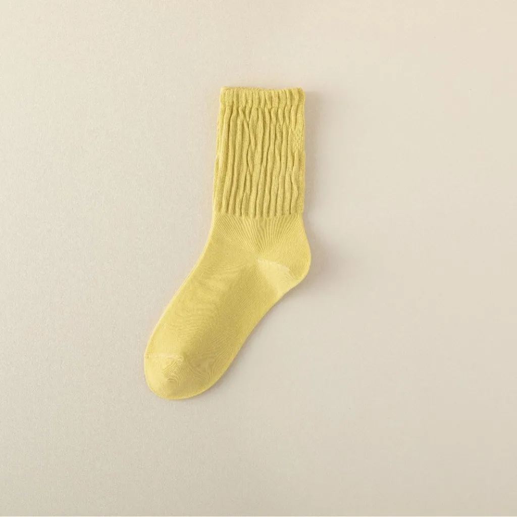 Autumn And Winter Cotton Socks Korean Style Girl Mid-calf Length - N25 Bright Yellow