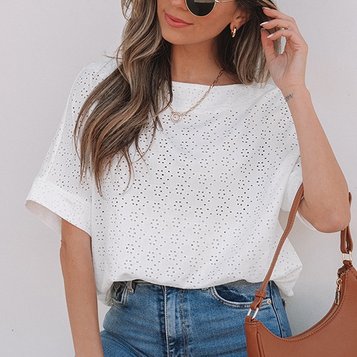 Simple European And American Style Loose Short Sleeve Top