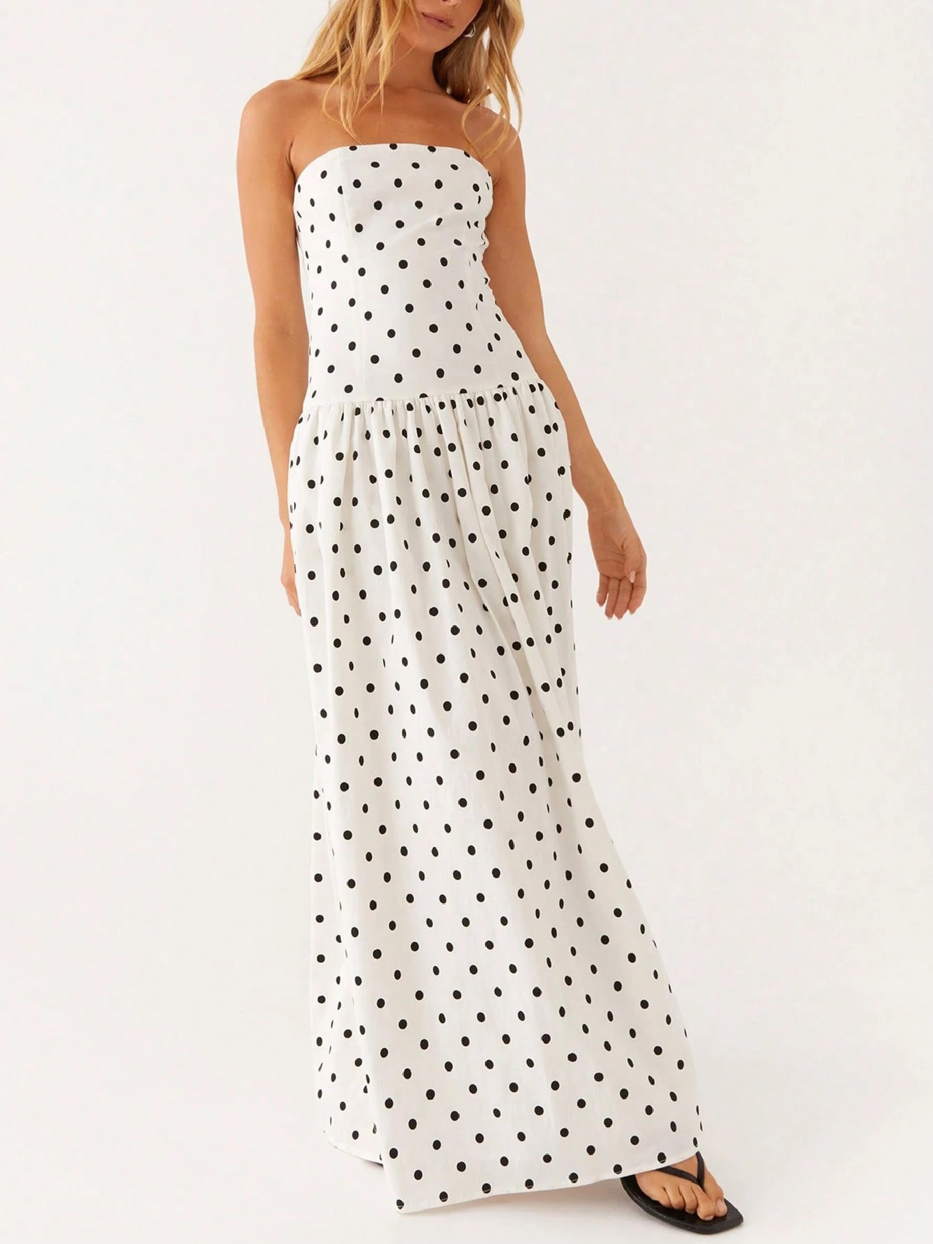 Women's Polka Dot Printed Strapless Long Skirt