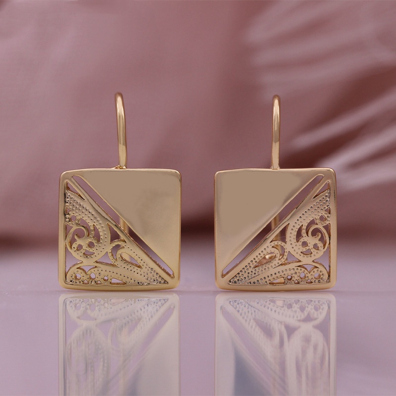 Square Hollow Glossy Fishhook Earrings