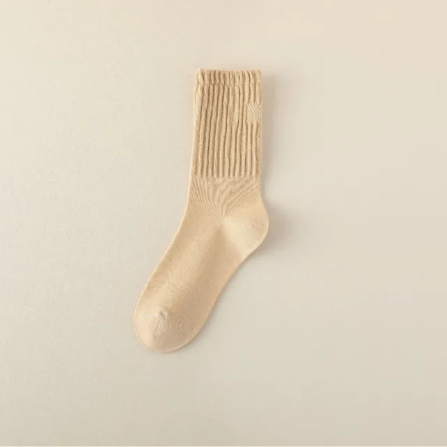 Autumn And Winter Cotton Socks Korean Style Girl Mid calf Length N25 Skin Color - Shop at LoveMi