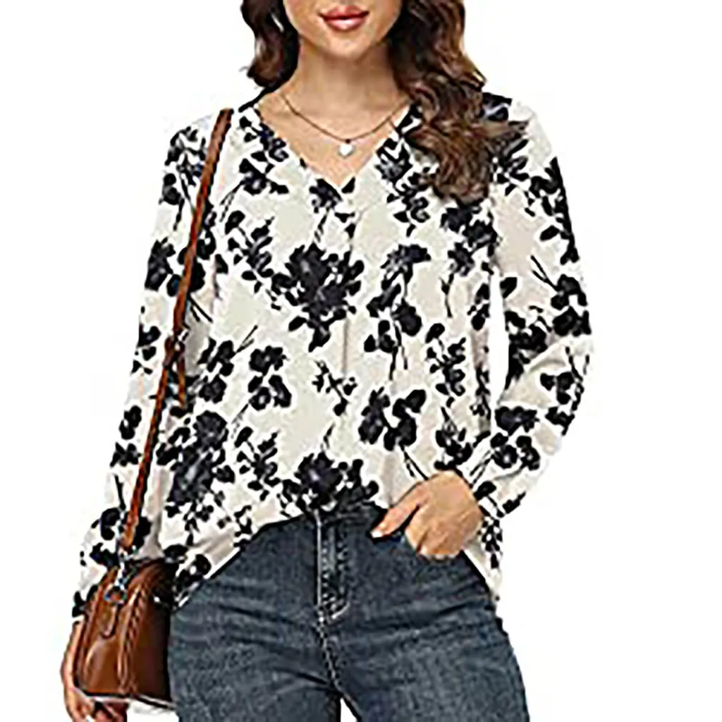 Women's Clothing Casual V-neck Temperament Top - Style 02-M