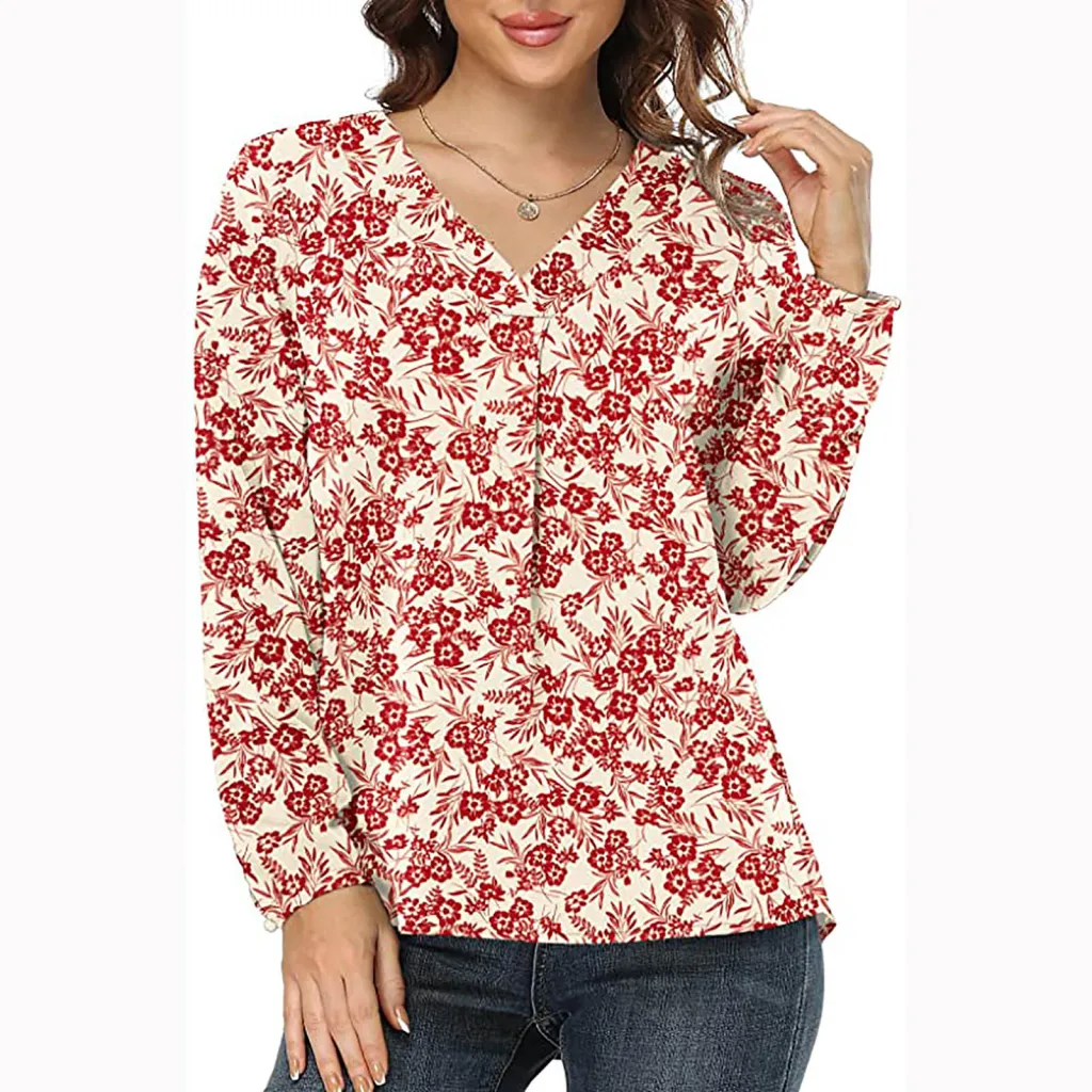 Women's Clothing Casual V-neck Temperament Top - Style 01-L