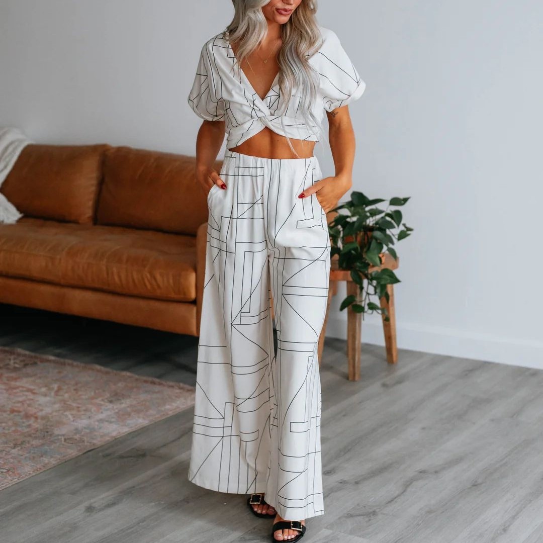 Polyester Fiber Women's Top Set