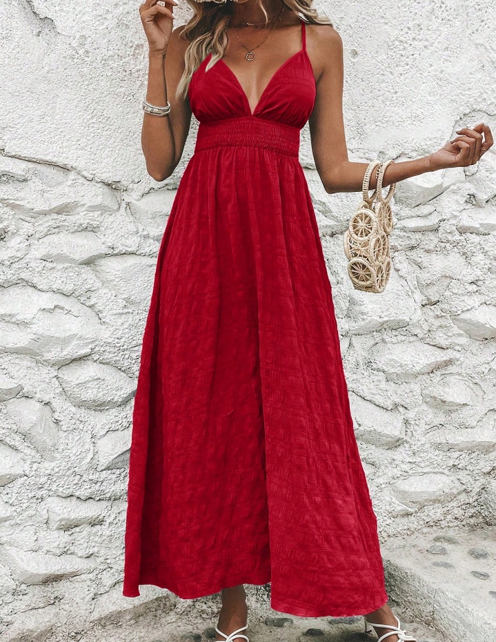 Solid Color Cross Tie Backless Vest Dress