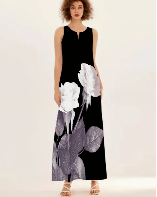 Floral Print Long Dress For Women
