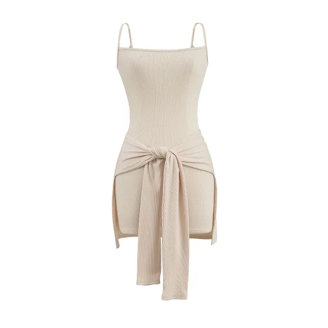 Waist Strap Two piece Sling Dress Women's Summer Hip Skirt Apricot - Shop at LoveMi
