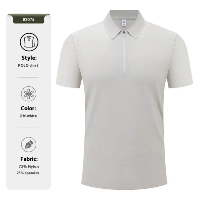 Half Zipper Running T shirt Quick drying Sports Polo Shirts Ml8207 Gray White - Shop at LoveMi