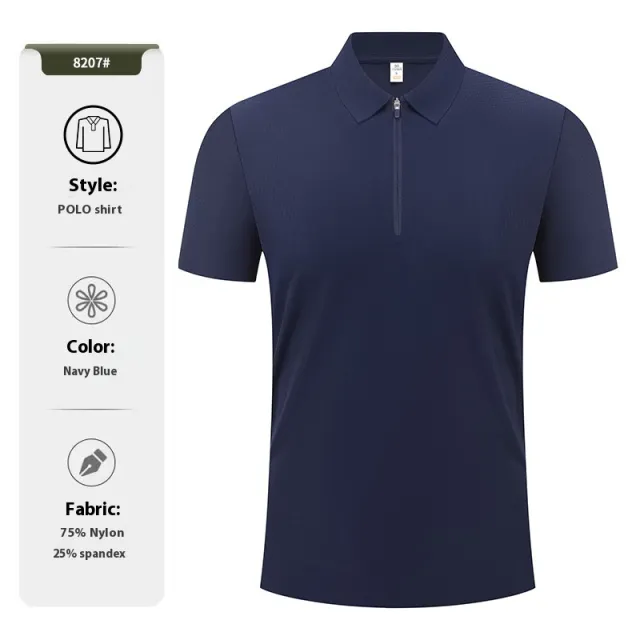 Half Zipper Running T shirt Quick drying Sports Polo Shirts Ml8207 Navy Blue - Shop at LoveMi