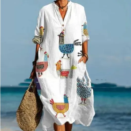 Floral V neck Mid length Sleeve Dress Floral - Shop at LoveMi