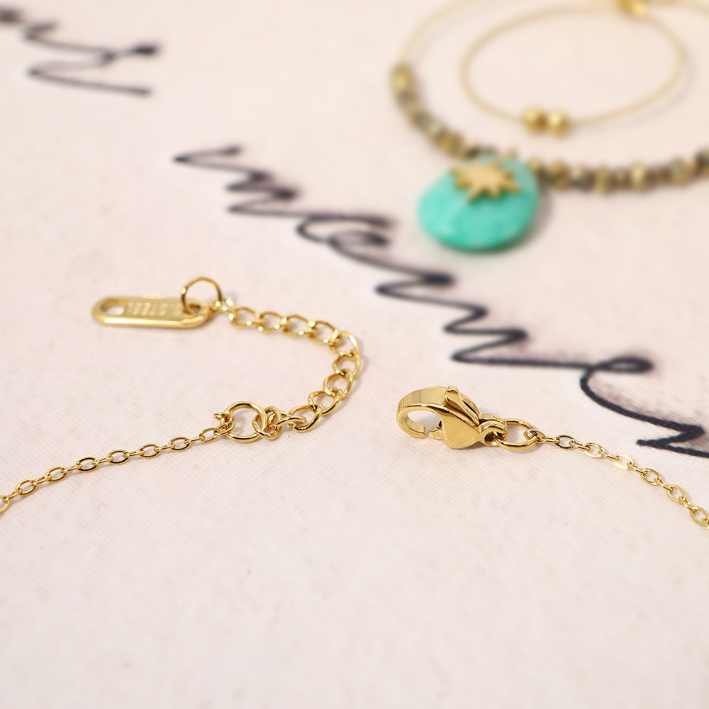 European And American INS Style 18K Gold Plated Turquoise Bracelet