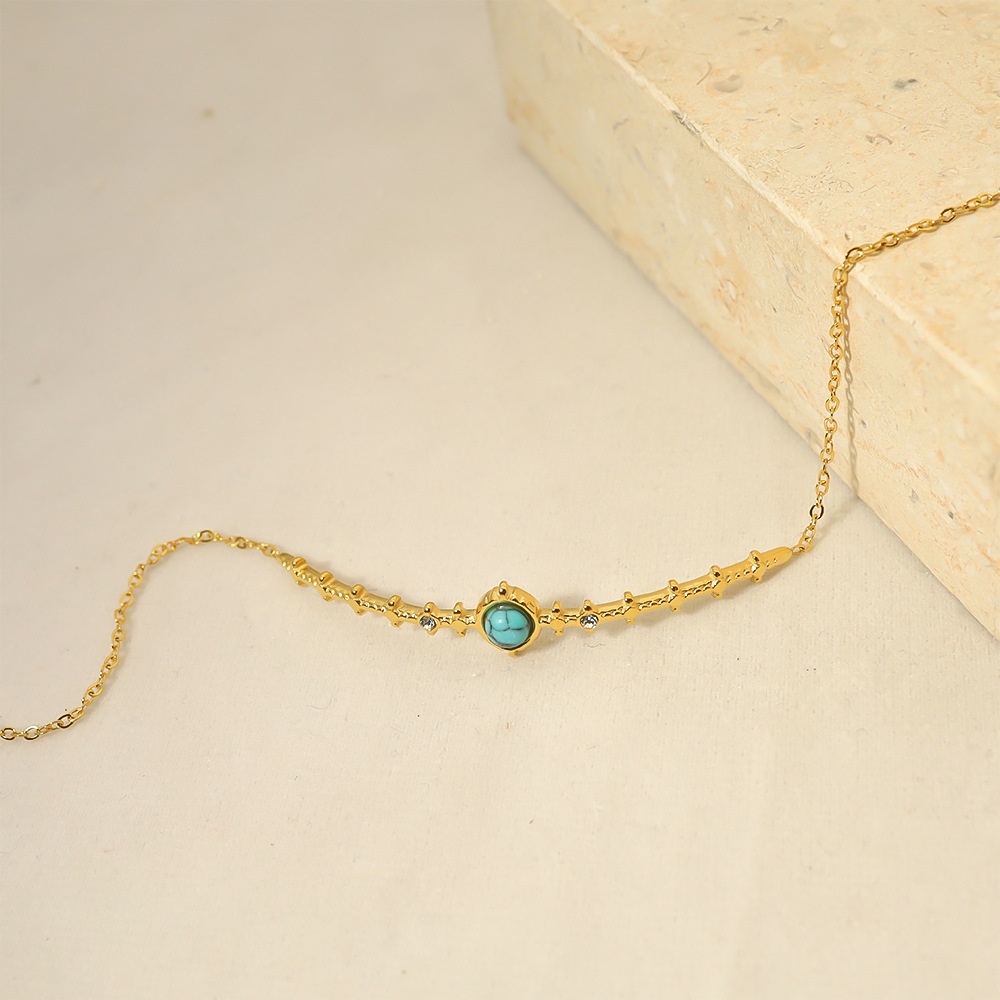 European And American INS Style 18K Gold Plated Turquoise Bracelet