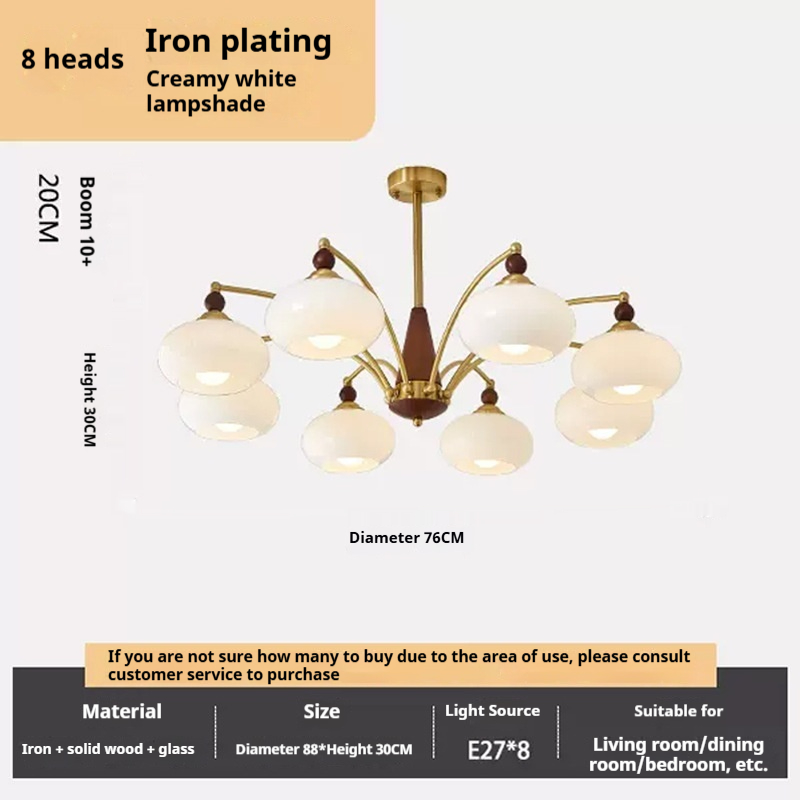 American Retro Style Dining Room And Study Room Bedroom Persimmon Chandelier Silent Mid-ancient Vintage Pastoral Solid Wood Lamp In The Living Room