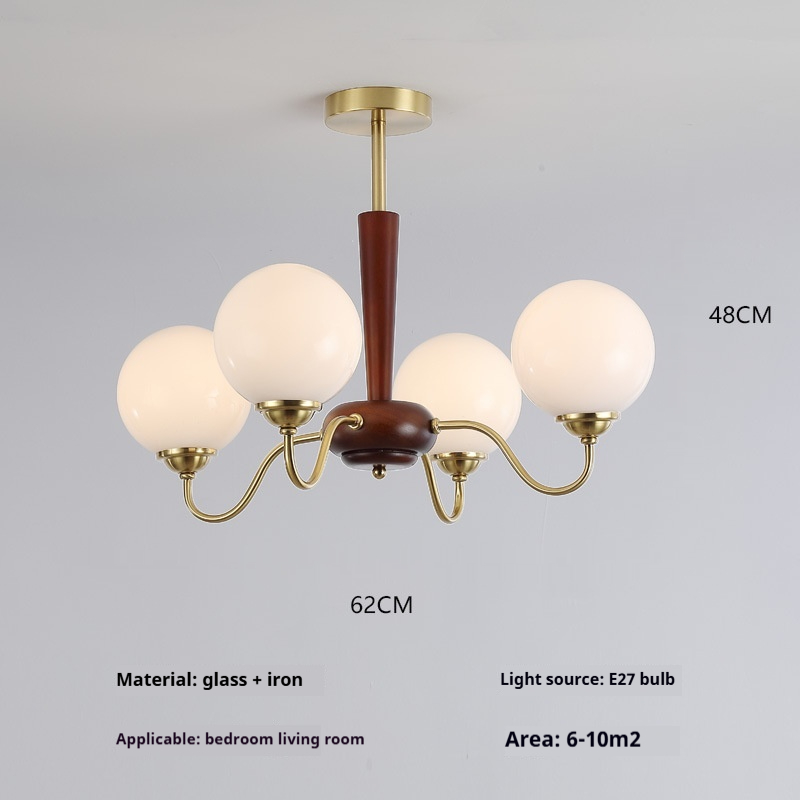 American Retro Style Dining Room And Study Room Bedroom Persimmon Chandelier Silent Mid-ancient Vintage Pastoral Solid Wood Lamp In The Living Room