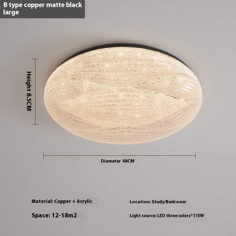 Modern Light Luxury Atmospheric Cream Style Copper Round Ceiling Lamp