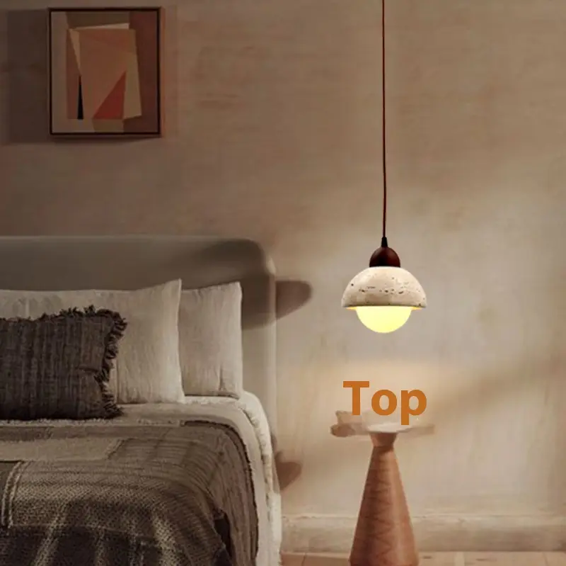 Cream Style Wabi Sabi Style Yellow Cave Stone Pendant Light