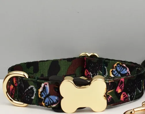 Ethnic Style Webbing Bone Buckle Printed Pet Collar Butterfly - Shop at LoveMi