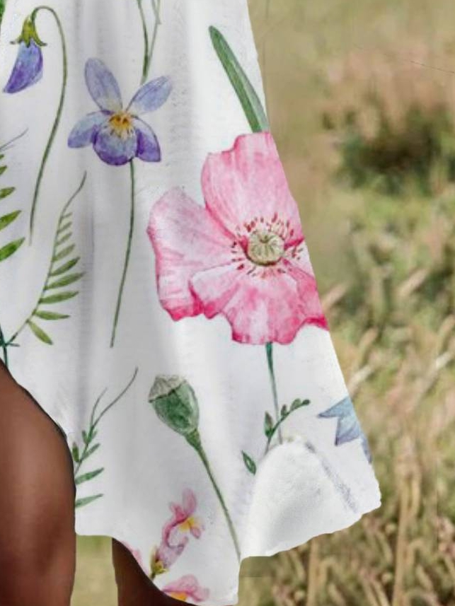 Women's Floral Print Crew Neck Casual Dress