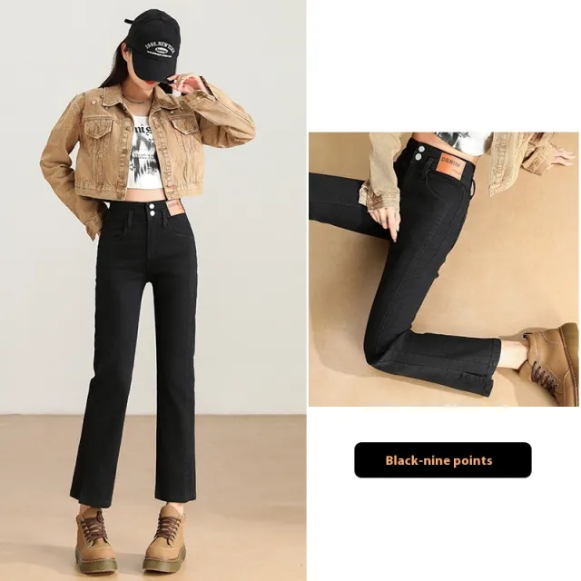 High Waist Slimming And Fashionable Design Popular Ankle length Cigarette Pants Black - Shop at LoveMi