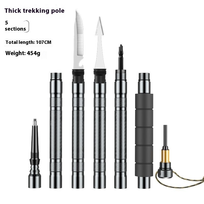 Outdoor Alpenstock Folding Multifunctional Self-defense Stick