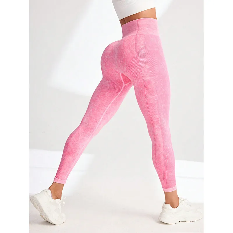 Chemical Fiber High Waist Long Yoga Pants Female - Pink