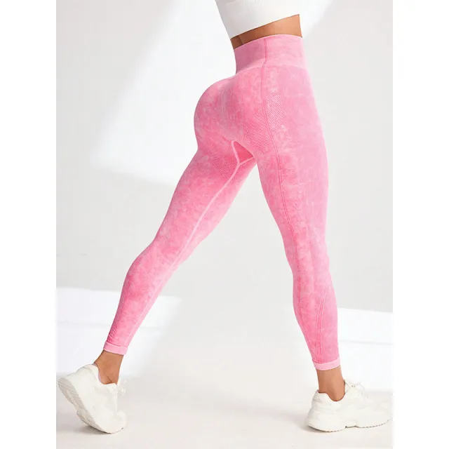 Chemical Fiber High Waist Long Yoga Pants Female Pink - Shop at LoveMi
