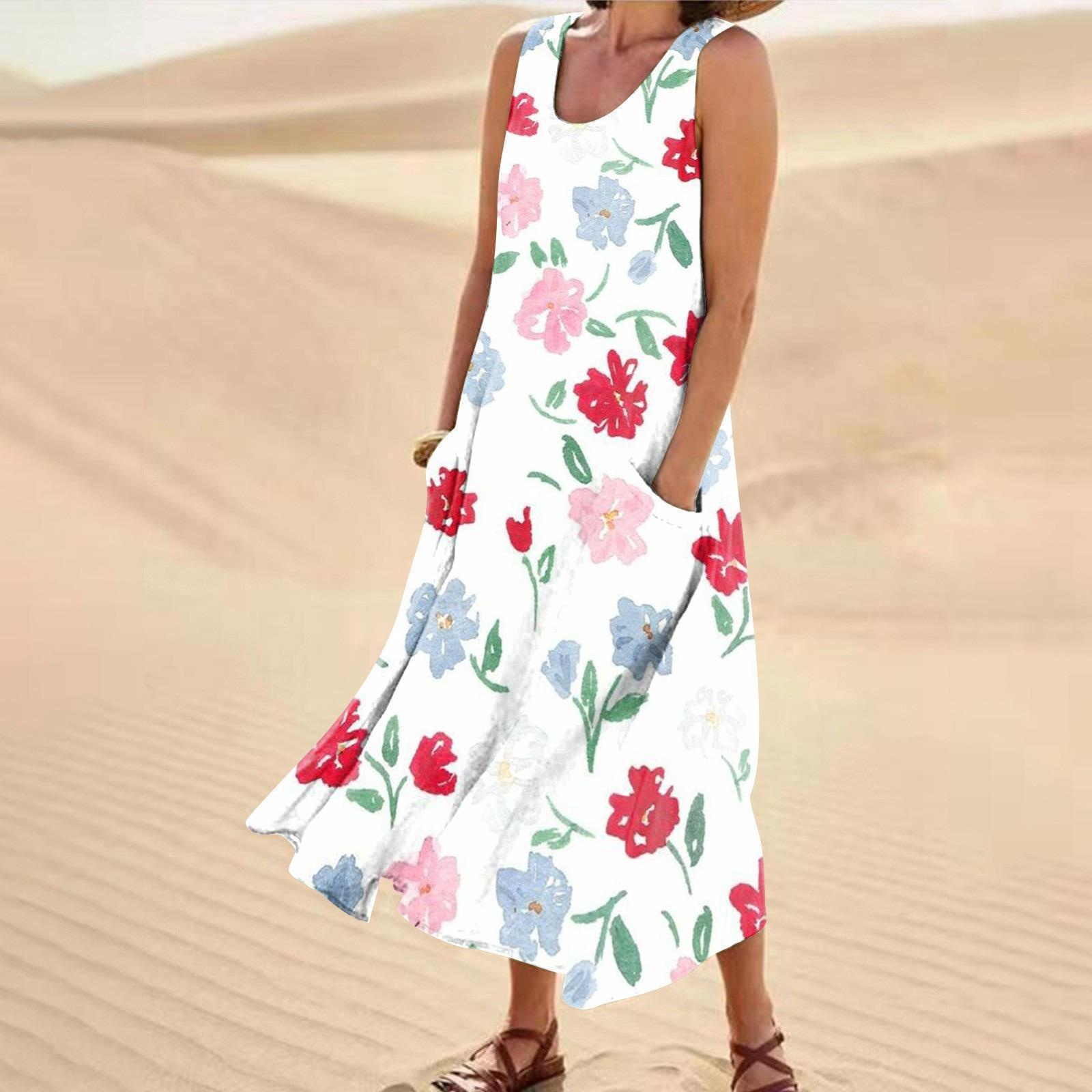 Women's Landscape Floral Maxi Dress Slim Fit Casual Skirt 23Style - Shop at LoveMi