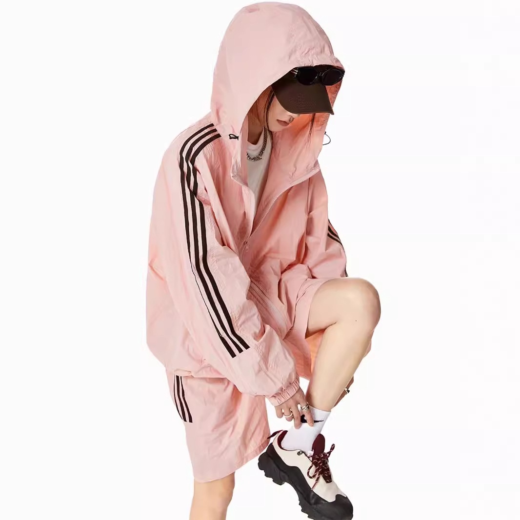 Striped Minimalist Lightweight Breathable Jacket Loose Shorts Suit Men