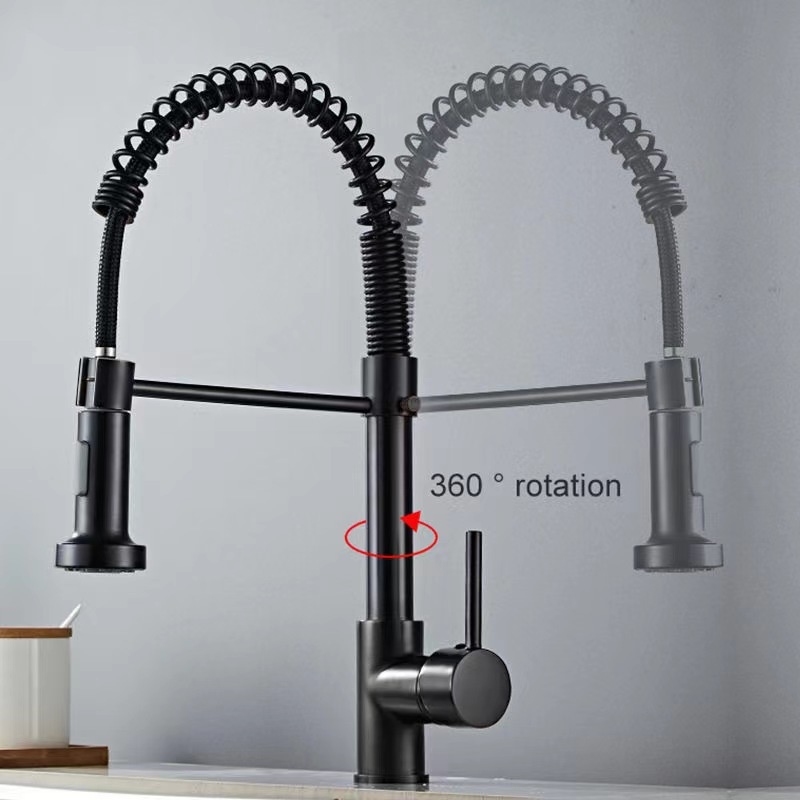 Pull Stainless Steel Kitchen Hot and Cold Faucet – Spring Design, Modern Simplicity