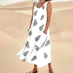 Women's Landscape Floral Maxi Dress Slim Fit Casual Skirt - 22Style - View 1