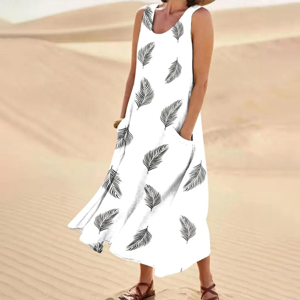 Women's Landscape Floral Maxi Dress Slim Fit Casual Skirt - 22Style