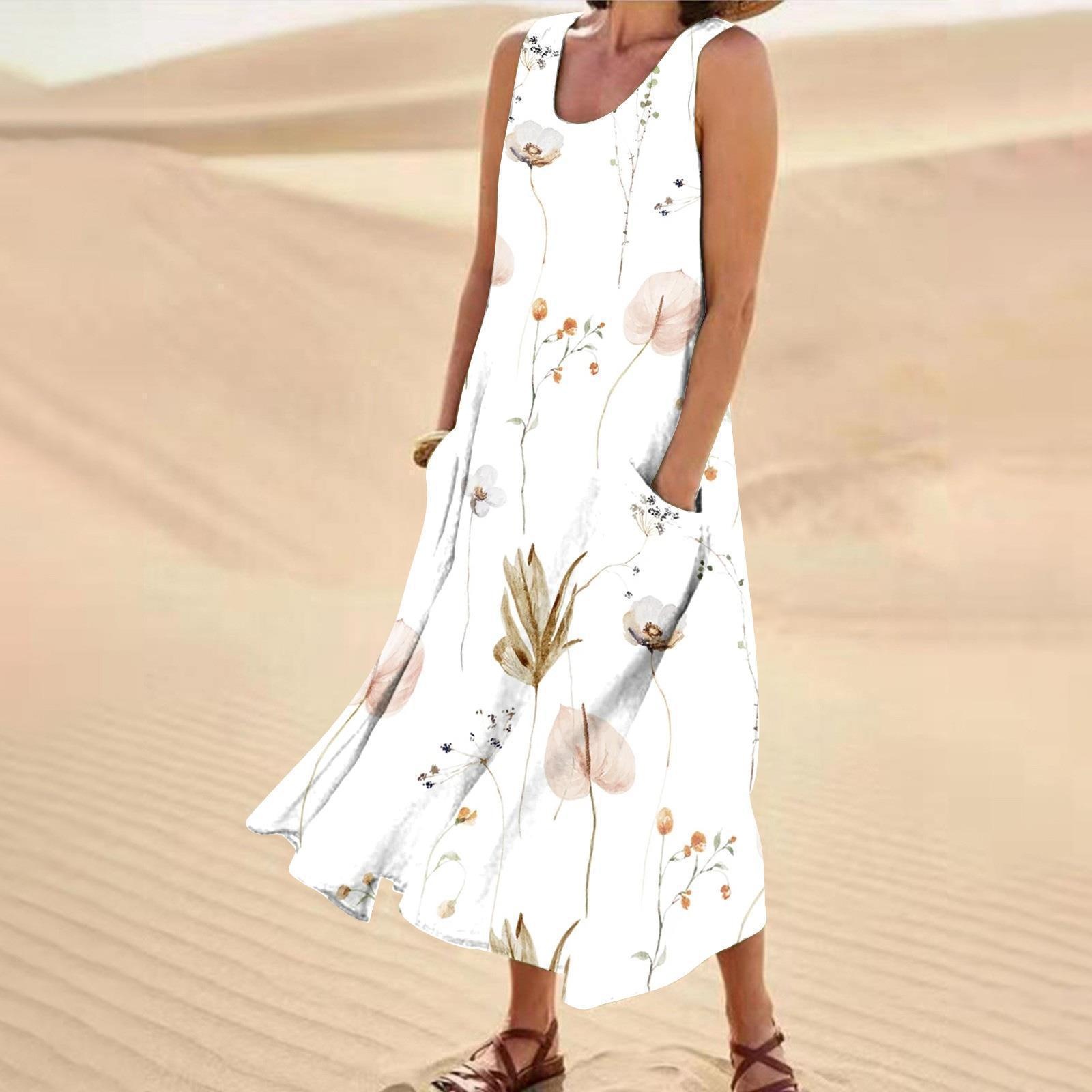 Women's Landscape Floral Maxi Dress Slim Fit Casual Skirt 24Style - Shop at LoveMi