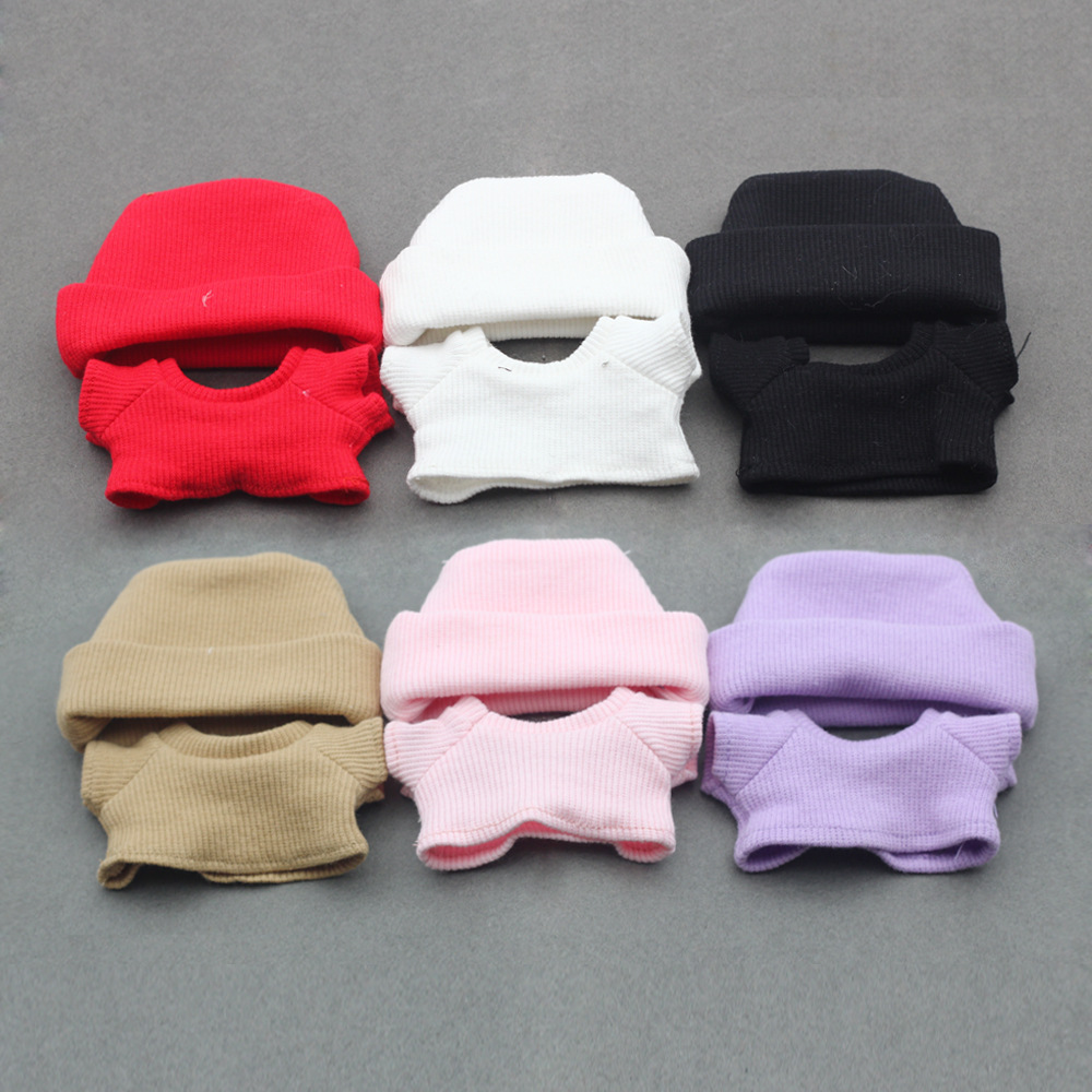 Doll Clothes Thread Knitted Flanging Hat T-shirt Suit