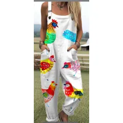Women's Digital 3D Printing Buttons Casual Suspender Trousers Suspenders - Style B-S - View 1