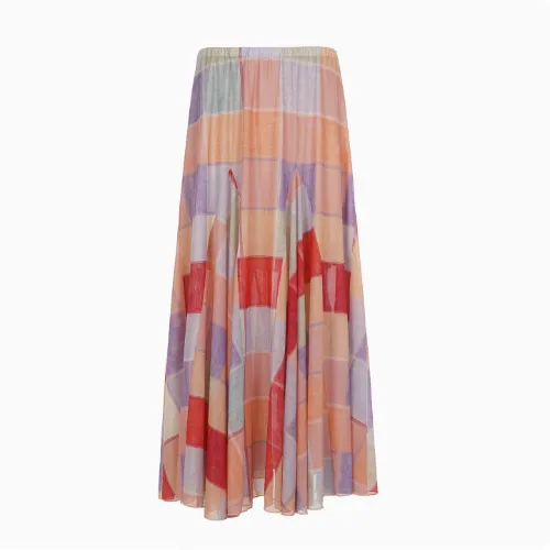 Colorful Flower Niche Artistic Colorblock Plaid Skirt Pink Purple - Shop at LoveMi